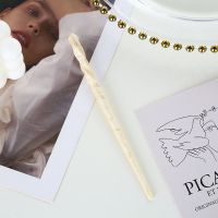 古风碎花醋酸材质盘发簪子女一字冷淡风发簪女汉服头饰挽发百搭 米黄色发簪