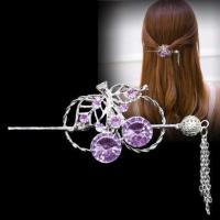 远方情古典气质发簪复古流苏盘发马尾簪古风步摇头饰经典发饰 樱桃发簪紫色