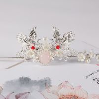 新款汉服头饰儿童发冠女童皇冠超仙古风发饰长流苏演出中国风饰品 0221银色