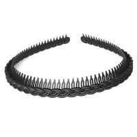 台湾麻花辫子带齿防滑发箍刘海头饰围梳碎发压发磨砂闪粉头箍发饰 黑色