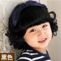 宝宝假发婴儿童假发套公主中长卷发摄影假发套女童假发韩版头饰 001黑色 5-10岁头尾48-54cm