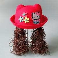 儿童帽子长辨子假发帽124岁女宝宝帽子小女孩毛呢秋冬季礼帽盆帽 红色KIKT 约1-3岁(帽围52cm)