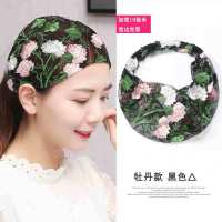 发带女压发发带韩国刺绣短发头饰宽边发箍春夏遮白发头巾发饰品 牡丹花黑