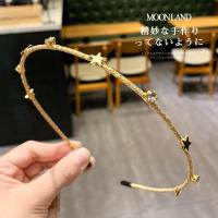 发箍女简约韩国百搭外出气质细款水钻星星发卡头扣发捆头箍头饰品 香槟色