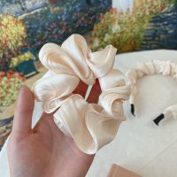 超仙女奶油泡芙丝光面料褶皱发箍显脸小宽面春天新款森女甜美头饰 泡泡发圈