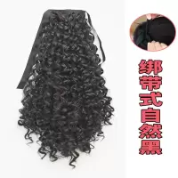 手工螺丝卷电烫螺丝卷马尾抓卡 假发女自然马尾系带逼真自然马尾 自然黑绑带款