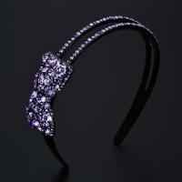 发卡韩国宽边甜美淑女百搭蝴蝶结成人发箍人工水钻带齿防滑头箍 蝴蝶结发箍紫罗兰 一件