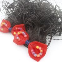 [1对装]黑色儿童卷发假发 公主蝴蝶结假发发夹 宝宝假发卡子 对夹 八字珠结黑色假发大红一对