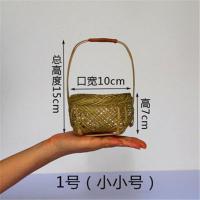 竹编制品篮子手提竹编家用菜筐手工竹蓝子竹篓竹篮子手提篮水果篮 镂空手提篮1号10*7cm(小小号)