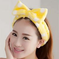 韩国束发带洗脸敷面膜发箍化妆包头巾头套森女系刘海夹蝴蝶结发带 黄色波点[单只装]