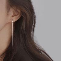 流苏耳环女2021年新款潮耳坠女气质长款耳钉耳线女耳饰品闺蜜礼物 蛇骨流苏耳钉[银色]送精美礼盒