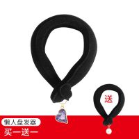 ()盘发神器丸子头成人发饰懒人花苞头饰蓬松海绵造型发带 爱心-紫罗兰 大号-24厘米