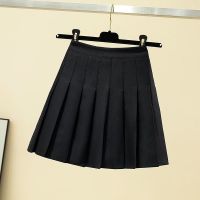 2021夏季高腰百褶裙新款半身裙女防走光安全裤黑色显瘦短裙 黑色拉链39cm 自带安全裤 S 适合80~95体重