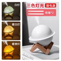 创意星球USB迷你加湿器大雾量迷你学生办公小夜灯送心意礼物 标准款 星球[木架+USB线+2根棉棒]