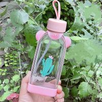 创意潮流可爱成人奶瓶学生儿童少女吸管杯奶嘴杯扁水杯便携两用杯 单杯加杯刷(不带奶嘴吸管) 350毫升仙人掌扁水杯
