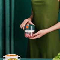 迷你家用电动压蒜器厨房捣蒜泥神器多功能绞肉机家用全自动搅蒜器 小号(两刀-100毫升) 墨绿色