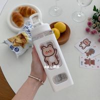 大容量方形手提塑料吸管杯女学生情侣简约便携创意个性潮流水杯子 700ml杯子的贴纸_随机发坏的