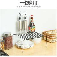 可伸缩铁艺厨房置物架橱柜碗碟架厨具沥水收纳架家用调味料品架子 黑色单个不可伸缩(好实惠)