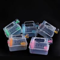 仓鼠金丝熊外带笼子透明小型宠物刺猬外带包花枝鼠手提便携外出笼 透明随机颜色1个 送零食