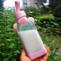 送女友奶嘴杯新高颜值朝流成人奶瓶吸管学生儿童少女喝水奶瓶大人 扁杯粉色无图案单盖单杯 +杯刷