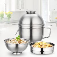 特大号加厚不锈钢饭盒圆形双层快餐杯便当盒面碗2层分格餐盒饭缸 201三格快餐杯(盖子不可扭紧)