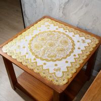 欧式椭圆形餐桌布防水防烫防油折叠圆桌布家用长方形茶几PVC台布 正方形60X60 金 色