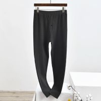 加长护膝护腰保暖裤男双面德绒自发热无痕秋裤加绒线裤棉裤衬裤 男黑灰[没护膝款男] XL[150斤以内]