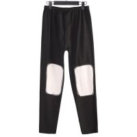 德绒护膝秋裤男士加绒加厚发热高腰内穿保暖裤加肥加大码打底衬裤 黑色 3XL 建议100-150斤