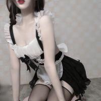 情趣内衣扮演女佣火辣女仆制服极度诱惑性感血滴子激情套装超骚sm 发箍+连体裙+内裤+围裙 M 80-125斤
