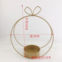 金色铁艺爱心花篮花艺圆形心形金属花架鲜花假花干花手提插花篮子 金属圆形