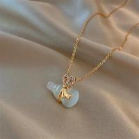 玉葫芦钛钢项链女不掉色轻奢小众简约冷淡风锁骨链2021年新款吊坠 金色