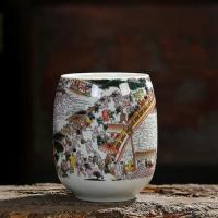 陶瓷水杯茶杯景德镇大号茶具青花瓷杯子陶瓷单杯复古家用办公茶杯 清明上河图