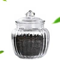 玻璃密封罐储物罐干果杂粮蜂蜜泡菜瓶厨房家用百香果蜂蜜泡酵素罐 650ml条纹1只送瓶刷