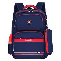 巴布豆小学生书包1-3-6年级儿童书包6-12岁男女小孩双肩背包 2016蓝配大红