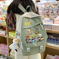 TNT时代少年团应援双肩包女ins刘耀文丁程鑫马嘉琪初中小学生书包 1-绿+小鸭子挂件