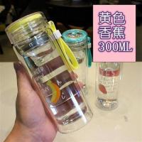 可爱卡通双层玻璃杯韩国创意潮流情侣男女学生儿童防漏玻璃水杯子 107双层玻璃杯-黄色香蕉