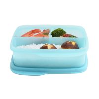 特百惠饭盒 550ml纤巧分格饭盒便携午餐密封学生便当盒冷藏保鲜盒 纤巧分隔饭盒-晴天蓝