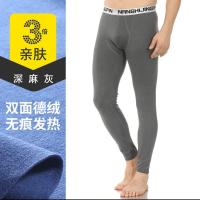男士保暖裤加绒加厚秋裤修身打底裤线裤秋冬青少年紧身棉毛裤单件 [薄款阳离子]K-灰色 XL(120-140斤)