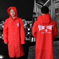 雨衣男女成人通用时尚潮流黑色户外徒步加长风衣款全身防水外套 纽约街头-红色 L