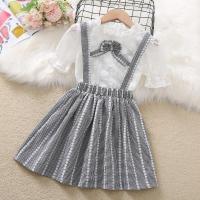 女童套装连衣裙夏装洋气蕾丝短袖小女孩背带裙夏季儿童两件套裙子 黑色 110