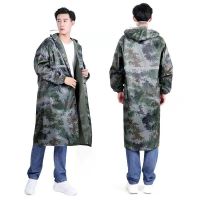 迷彩雨衣雨裤套装双层应急救援户外钓鱼野营登山分体成人防水雨衣 加长迷彩防水风衣 XL[身高165-170]