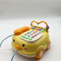 儿童仿真电话玩具座机手机婴幼儿益智音乐早教0-1-3岁男女孩宝宝2 新款滑行电话机[柠檬黄] 没有电池