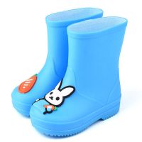 宝宝雨靴儿童雨鞋男童小孩加绒水鞋防滑女童公主可爱雨鞋软底胶鞋 蓝色-萝卜小兔-单鞋 内长15.0cm 25码