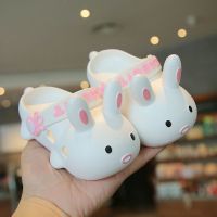 儿童拖鞋女夏季室内可爱卡通居家用防滑女款软底厚底男宝宝包头鞋 白色 18-19码内长14CM