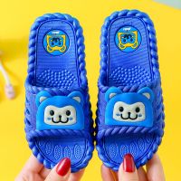 女童拖鞋夏季中大童防滑软底可爱家用男童小孩居家鞋儿童凉拖鞋女 (狸猫)蓝色 26码(内长16)正常24码脚穿
