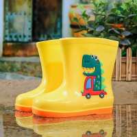 儿童雨鞋2-10岁男女水鞋加绒加棉卡通胶靴水靴雨靴防滑胶鞋雪地靴 黄色单鞋 内长16.0cm(平时26码