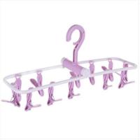 晾袜子衣架宿舍多夹子多功能袜子架晾衣架袜架家用内衣晾晒挂衣架 双排袜夹日系紫 (可折叠) 1个装