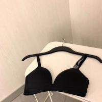 内衣女无钢圈聚拢薄款少女韩版学生超薄法式三角杯大胸显小文胸 气质黑 XL码38/85AB通杯 [高质量版]