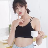 1/2件装 夏季新款韩版蕾丝边抹胸吊带美背内衣女学生内衣打底文胸 1件装:黑色 均码80-135斤