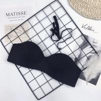 无肩带防滑3D隐形内衣女夏季超薄无痕光面小胸聚拢上托无钢圈文胸 黑色 32/70AB